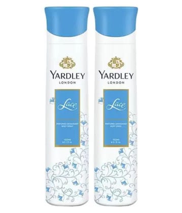 Yardley London Lace & Deodorant Spray - For Women (300 ml, Pack of 2)