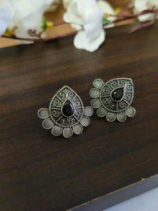 Premium Quality Oxidised Daily Wear Stud Earrings for Effortless Elegance | Sarichka-Black