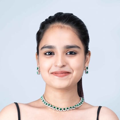 Sparkling Basil Green Necklace-set