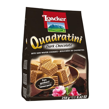 Loacker Quadratini Dark Chocolate Wafer, 250 gm