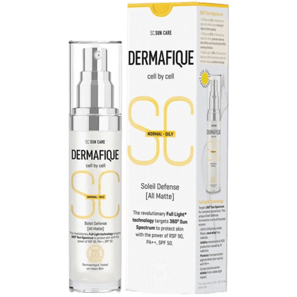 Dermafique Soleil Defense All Matte Sunscreen, SPF 50 for Normal To Oily Skin, Dermatologist Tested, Non-sticky Cream (30 g)