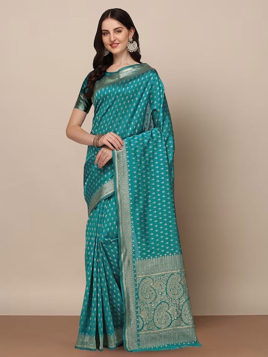 Ethnic Motifs Woven Design Zari Saree