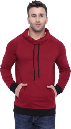 Gritstones Solid Men Turtle Neck Maroon T-Shirt