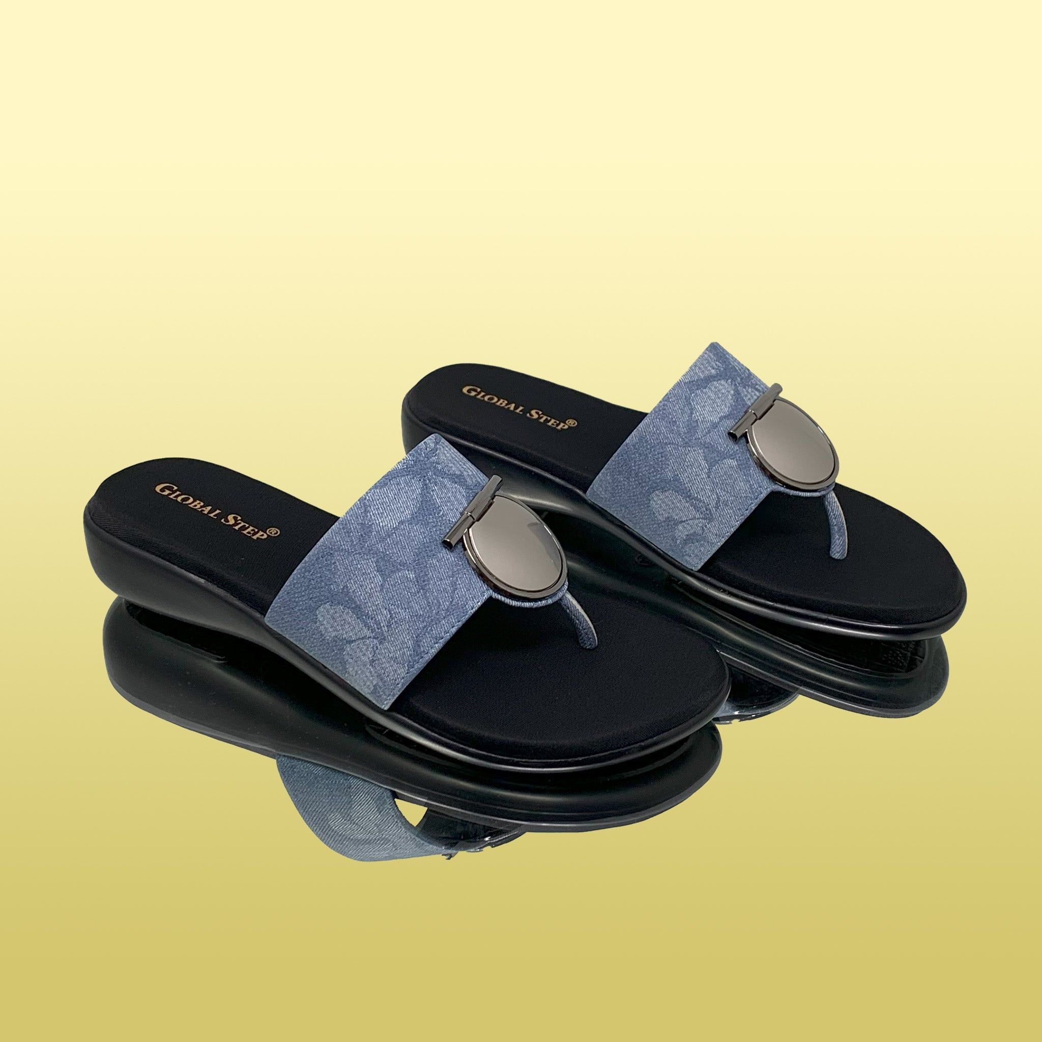 Blue Denim-style Slides-Blue / 36