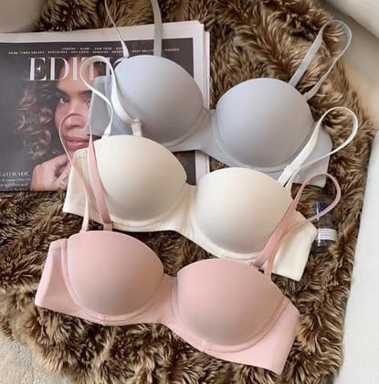 Partial cup Push up Bra-Beige / 32 B