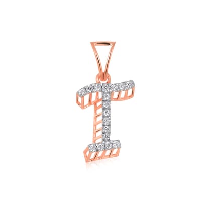 Senco Gold 18K Rose Gold Twinkling T Alphabet Diamond Pendant (Gold Weight - 0.7 g / 0.1 carat / HI-SI)