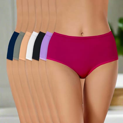 Bamboo Underwear Brief for Women - Pack of 7-Large / Beige | Lavender | Black | Dark Grey | White | Navy Blue | Maroon