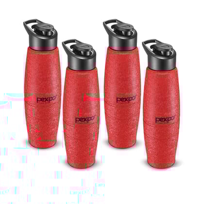 PEXPO Stainless Steel Sports/Fridge Water Bottle, 1L, Pack Of 4 Red, Duro | Eco-Friendly Water Bottle With Sipper Cap