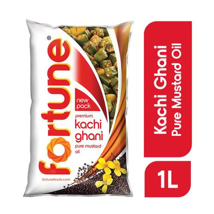Fortune Fortune Premium Kachi Ghani Pure Mustard Oil, 1 L Pouch