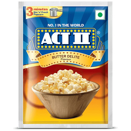 Act II Instant Popcorn - Butter Delite Flavour, Snacks, 70 G Pouch(Savers Retail)