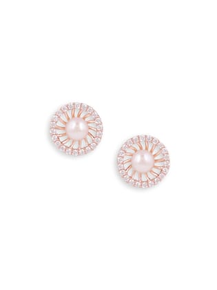 Soliatire Pearl earrings rose gold