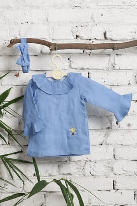 Frilly Linen Dress-0-6 months