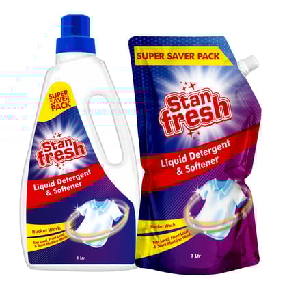 Stanfresh Liquid Detergent & Softener - 1Ltr. Bottle & Refill Pack 1Ltr.