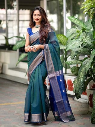 Geometric Woven Design Zari Banarasi Saree