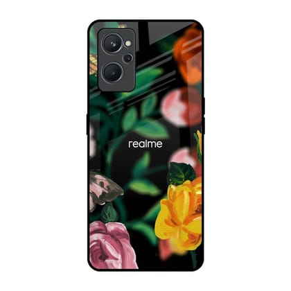 Flowers & Butterfly Glass Case for Realme 9i