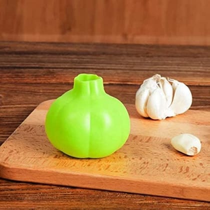 SMARTCAM Garlic Skin Peeler for Kitchen Tool Manual Presser Reusable Silicone Gadgets Remover Stripper (Green)