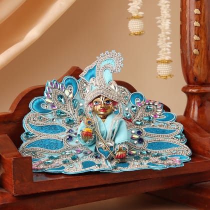 Varsha Raag Aqua Blue Laddu Gopal Poshak & Shringar Set-With Shringar / 0 No.