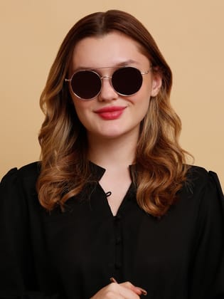 SUNNIES Large Full Frame Metal Round Solid Polarized Women Sunglasses-SNS-11683-C103