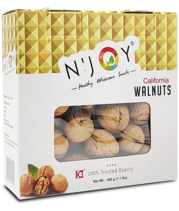 Njoy Californian Inshell Walnuts 500g | Walnuts Dry Fruits | Walnuts | Fresh Walnuts and with shell for Snacking & Baking