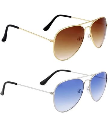 Elligator Multicolor Oval Sunglasses ( Pack of 2 ) - Medium