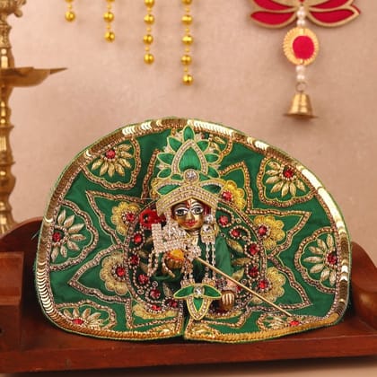 Divya Raas Green Laddu Gopal Poshak & Shringar Set-With Shringar / 0 No.