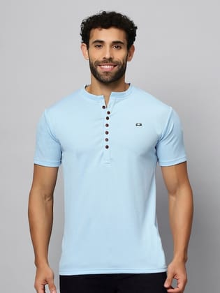 Henley Neck Short Sleeves Cotton T-shirt