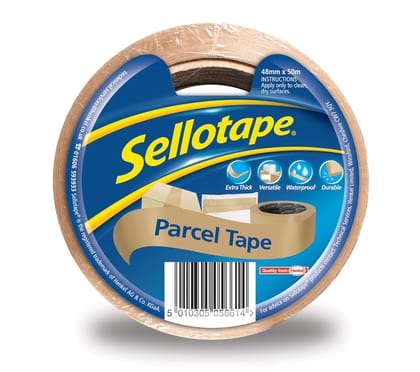 Sellotape Parcel Tape, Brown Tape for Packing, High-Strength Packaging Tape for Professional & Office Use, Packing Tape for Heavy Loads, DIY, 48mmx50m