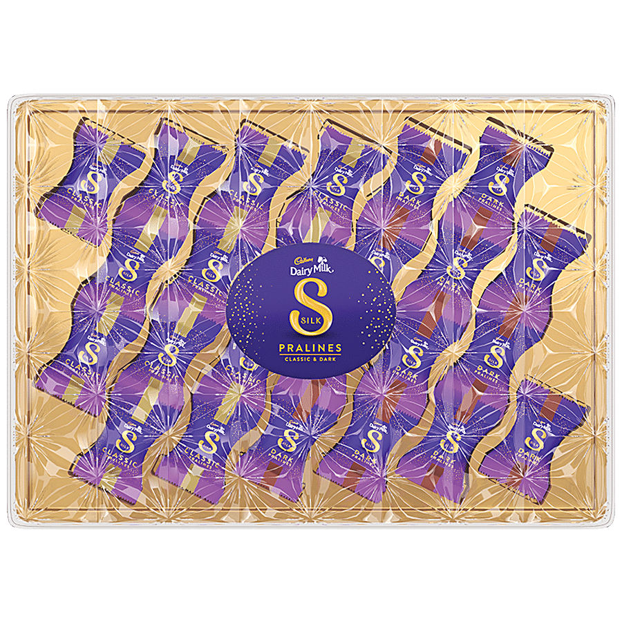 Cadbury Dairy Milk Silk Dairy Milk Silk Pralines - Creamy Dark & Classic Milky Chocolate, 264 G (24 Pcs X 11 G Each)