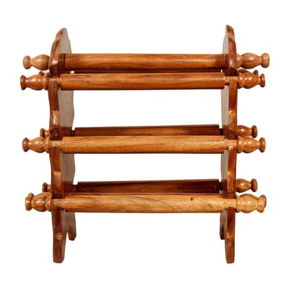 Adorn World Wooden Bangle Stand | 8 Rods with 6 Holding | Wooden Rods | Handmade Bangle Holder Stand for Women Carving Sheesham Wood (Brown)