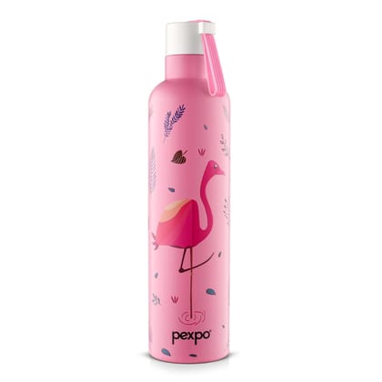 Pexpo Stainless Steel 24 Hrs Hot & Cold Vacuum Insulated Water ISI Certified Flask, 750ml, Pink with Printed Design, Oslo | Eco-Friendly, Durable, ISI Certified