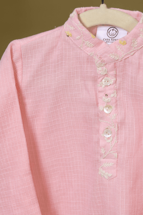 Pink Embroided Kurta with Pants-0-6 months