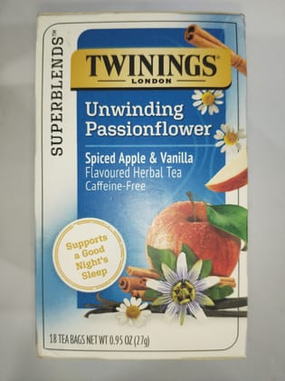 Twinings London Unwinding Passionflower Spiced apple & vanilla Flavoured herbal tea 18n tea bags 