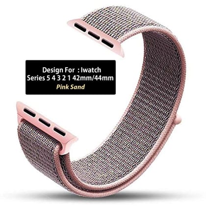 Nylon Velcro Sport Loop Straps for Apple Watch - 42mm | 44mm | 45mm-Pink Sand