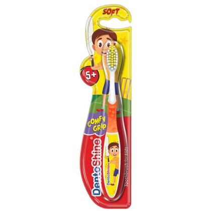 Dentoshine Comfy Grip Toothbrush For Kids  Orange Ages 5 1 pc