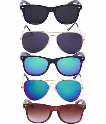 Elligator Multicolor Rectangular Sunglasses ( Pack of 5 ) - Medium