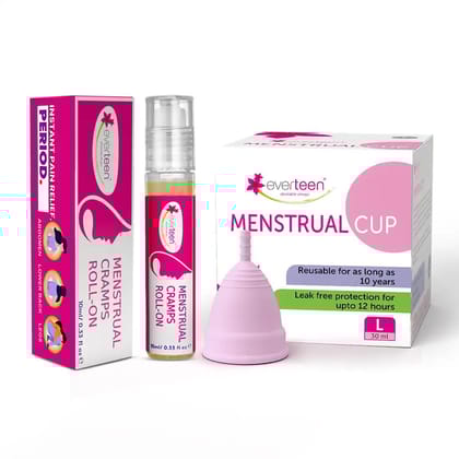 everteen Combo - Large Menstrual Cup and Menstrual Cramps Roll-On - 1 Each