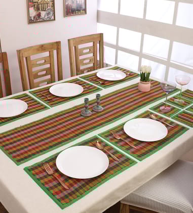 Curtain & Dining Mat Combo - Light Green-6 ft length