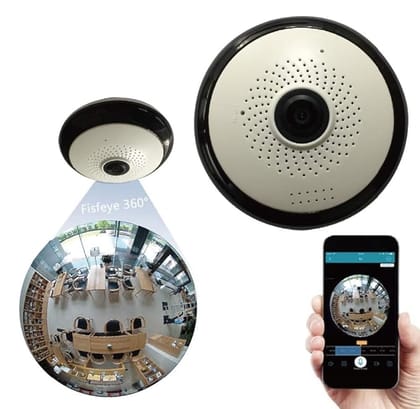 SmartCam V380 app 360 Degree Fisheye Vision Panoramic WI-FI CCTV Security Spy Camera (Random Color