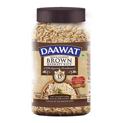 Daawat Basmati Rice/Basmati Akki - Brown (Quick Cooking), 1 Kg Jar(Savers Retail)