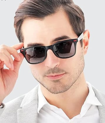 Ashru Black Square Sunglasses ( Pack of 1 ) - Medium