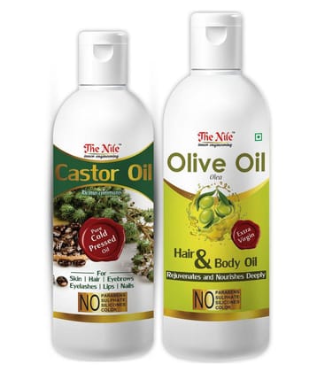 The Nile Castor Oil 100 ML +  Olive Oil 200 ML Hair Oils 300 mL Pack of 2
