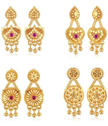 Vighnaharta Golden Stud Earrings ( Pack of 4 ) - Golden