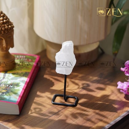 Raw Clear Quartz On Metal Stand