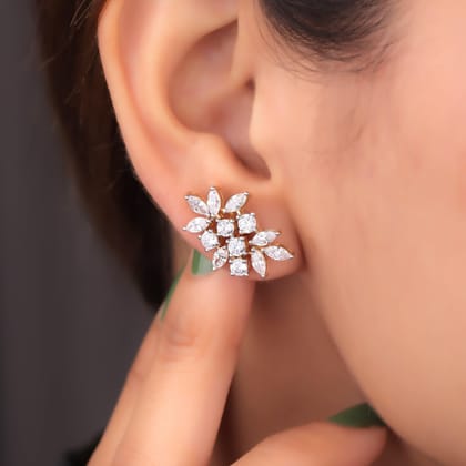 Isabe Fancy Silver Stud Earrings for Women-Yellow Gold