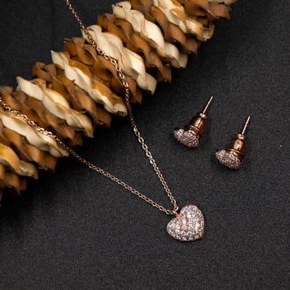 Rosegold Heart to Heart Necklace set