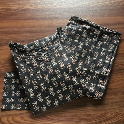 Ajrakh Black flower - Cord Set - Pure Cotton-40 - L