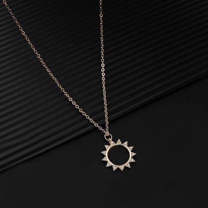 ALL IN ONE Necklace Sun/Moon/Star Pendant Necklace with Rhinestone Gold Chain Jewelry for Women and Girls (Sun)
