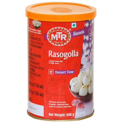 Mtr Ready To Eat Rasagulla 500 Gms Tin