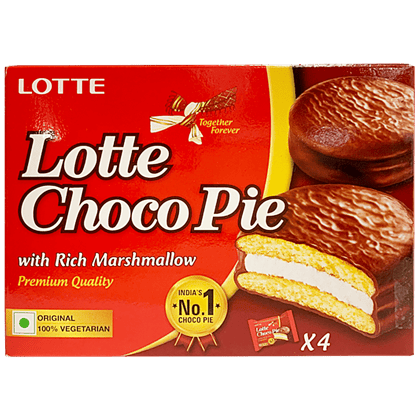 Lotte Choco Pie - With Rich Marshmallow, Original, Soft, Sweet & Savoury, 28 G (Pack Of 4)