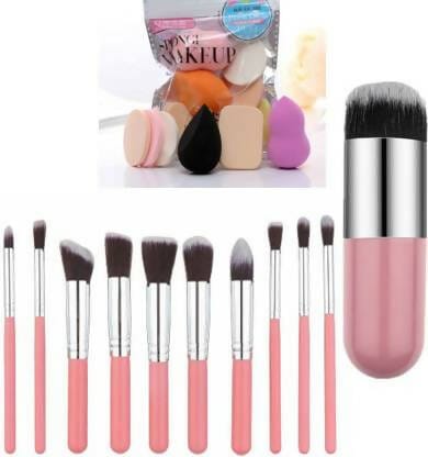 Bingeable 10Pcs Natural Cosmetic Kits Makeup Set Brushes+ Makeup Sponge 6 in 1 Makeup Sponge & Makeup Puff Set (Pack of 10)